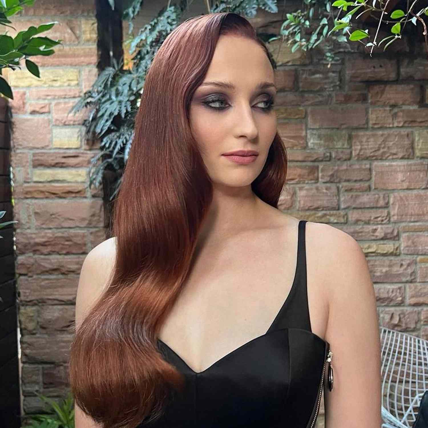 Sophie Turner Wine Red Hair