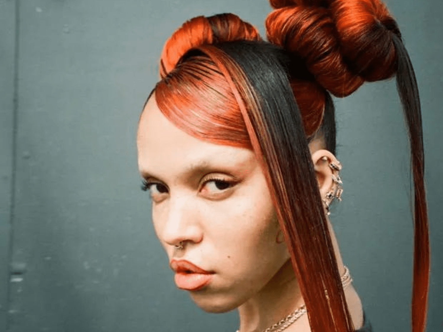 FKA Twigs with gradient red hair